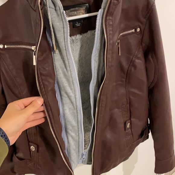 NWT Jou Jou hooded Faux Fur Moto Jacket XS - Picture 5 of 14